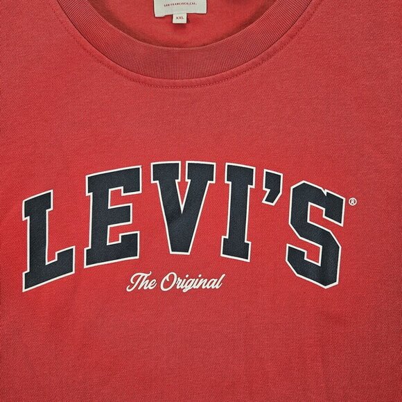 Levi's The Original Spell Out Sweatshirt Unisex Sz XXL Red Long Sleeve Pullover - Picture 6 of 10